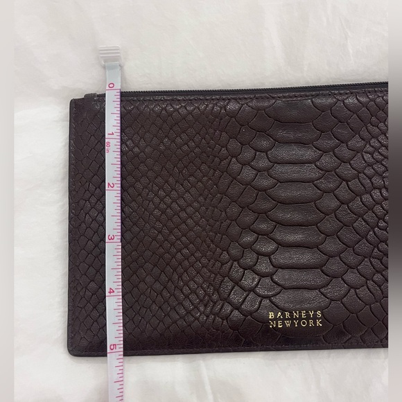 Barney’s NY Reptile Embossed Zipper Pouch Cluch - Picture 3 of 7
